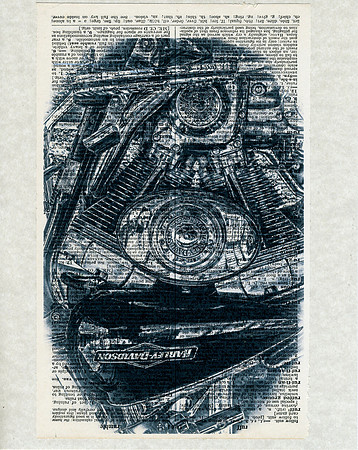 V-Twin Motor on Vintage Dictionary Page